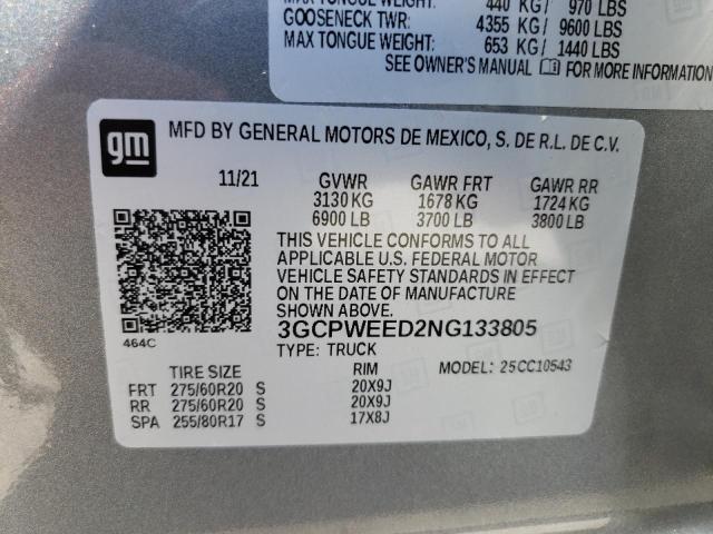 Photo 10 from auction – 2022 CHEVROLET SILVERADO with VIN 3GCPWEED2NG133805