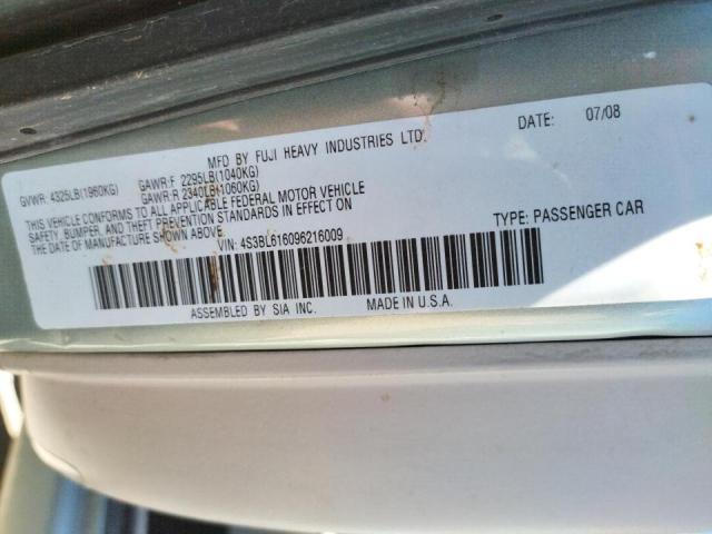 صورة رقم 10 من المزاد - 2009 SUBARU LEGACY 2.5 مع VIN 4S3BL616096216009