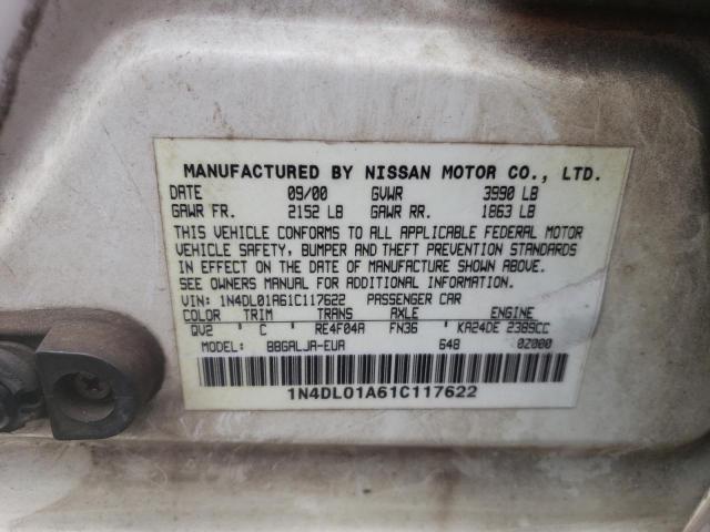 Photo 10 from auction – 2001 NISSAN ALTIMA GXE with VIN 1N4DL01A61C117622