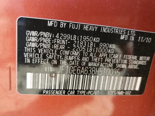 Photo 10 from auction – 2011 SUBARU IMPREZA 2. with VIN JF1GE6A63BH510035