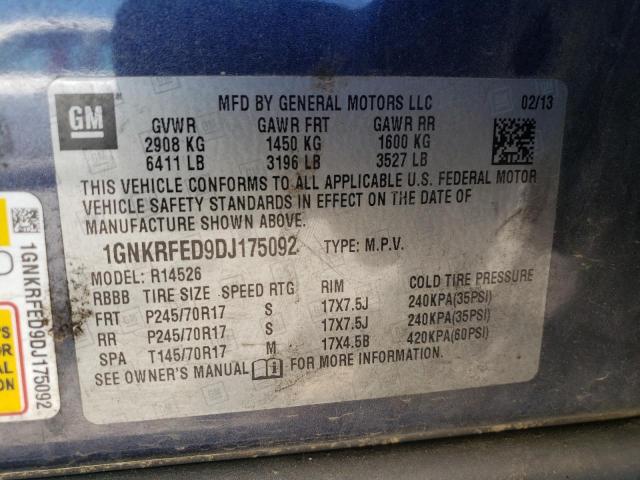 Photo 10 from auction – 2013 CHEVROLET TRAVERSE L with VIN 1GNKRFED9DJ175092