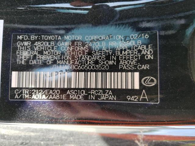 Photo 10 from auction – 2016 LEXUS RC 200T with VIN JTHHA5BC6G5003520