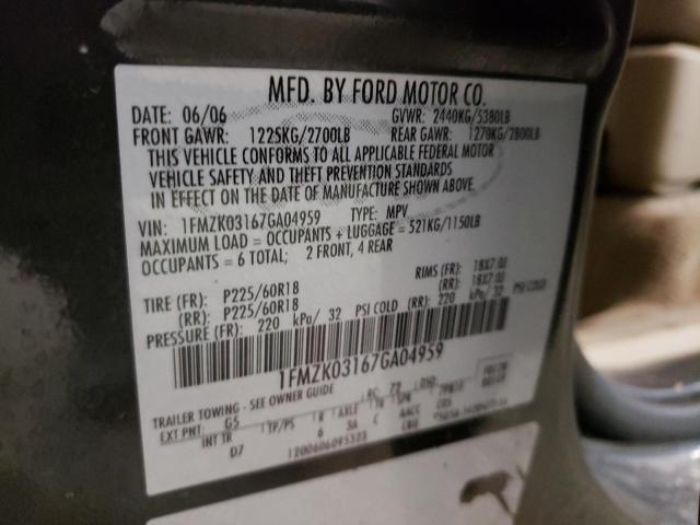 Photo 10 from auction – 2007 FORD FREESTYLE with VIN 1FMZK03167GA04959