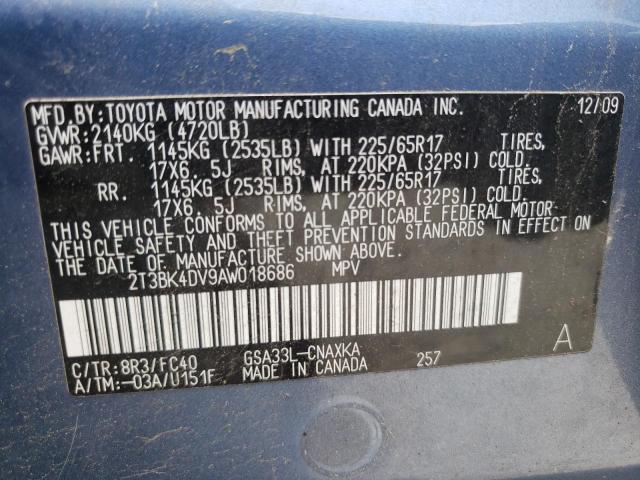 Photo 10 from auction – 2010 TOYOTA RAV4 with VIN 2T3BK4DV9AW018686