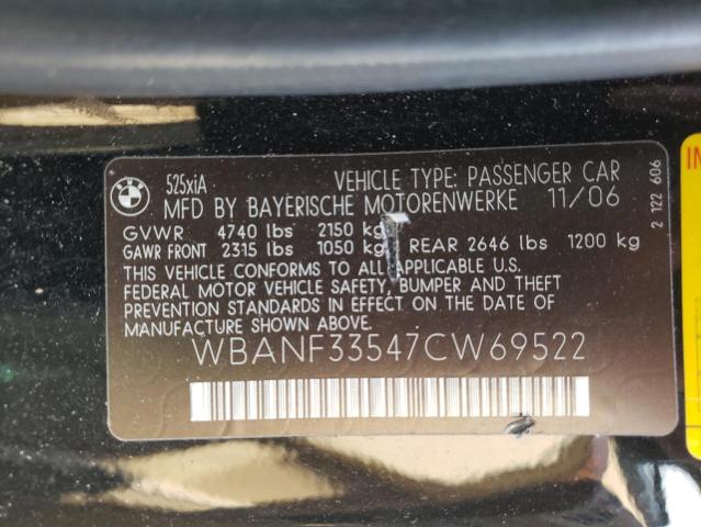 Photo 10 from auction – 2007 BMW 525 XI with VIN WBANF33547CW69522