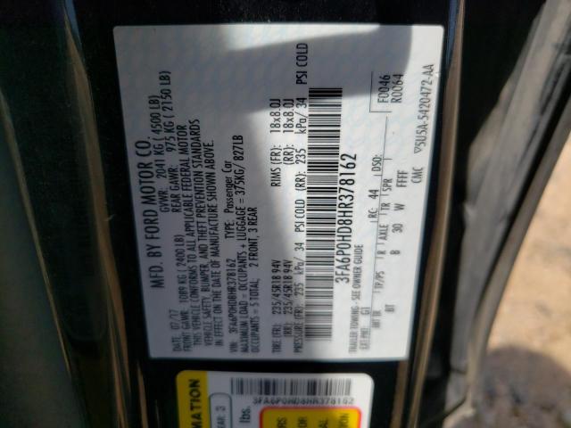 Photo 10 from auction – 2017 FORD FUSION SE with VIN 3FA6P0HD8HR378162