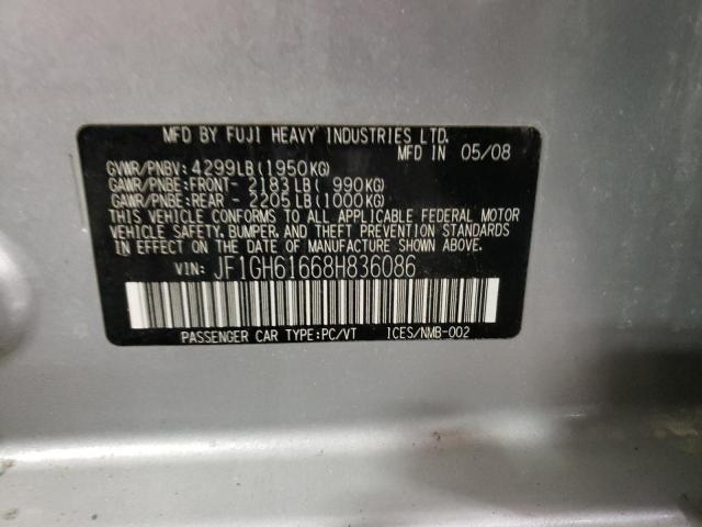 Photo 10 from auction – 2008 SUBARU IMPREZA 2. with VIN JF1GH61668H836086
