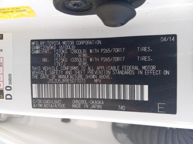 Photo 10 from auction – 2014 TOYOTA 4RUNNER SR with VIN JTEZU5JR9E5077073