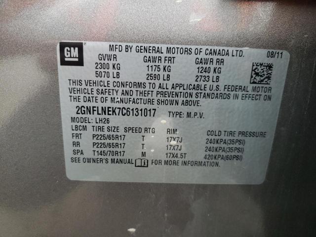 Photo 10 from auction – 2012 CHEVROLET EQUINOX LT with VIN 2GNFLNEK7C6131017