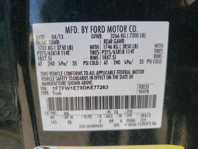 Photo 10 from auction – 2013 FORD F150 SUPER with VIN 1FTFW1ET9DKE77263