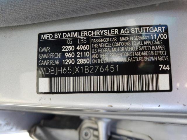 Photo 10 from auction – 2001 MERCEDES-BENZ E 320 with VIN WDBJH65JX1B276451