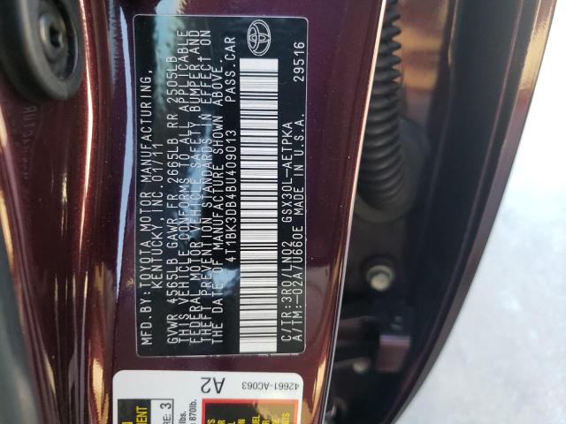 Photo 10 from auction – 2011 TOYOTA AVALON BAS with VIN 4T1BK3DB4BU409013