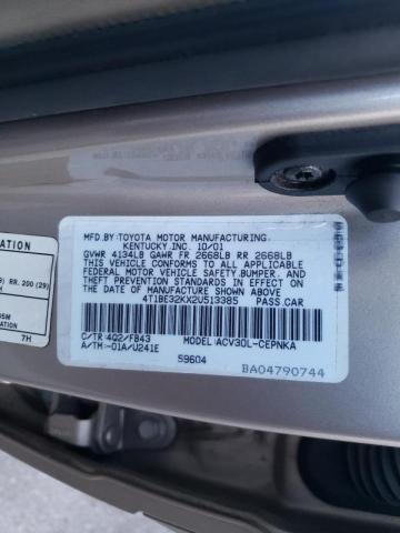 Photo 10 from auction – 2002 TOYOTA CAMRY LE with VIN 4T1BE32KX2U513385