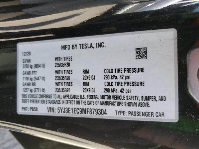 Photo 10 from auction – 2021 TESLA MODEL 3 with VIN 5YJ3E1EC9MF879304