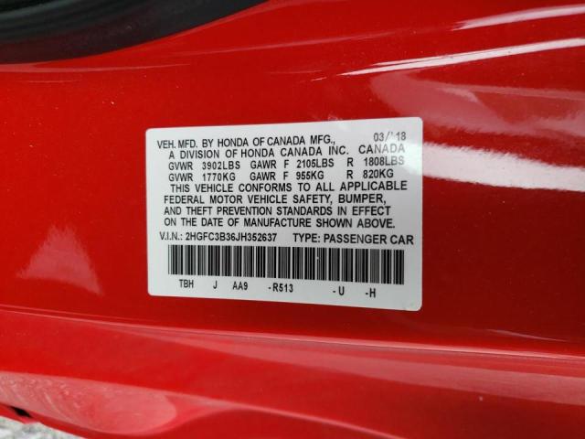 Photo 10 from auction – 2018 HONDA CIVIC EX with VIN 2HGFC3B36JH352637