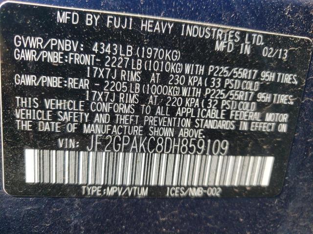 Photo 10 from auction – 2013 SUBARU XV CROSSTR with VIN JF2GPAKC8DH859109