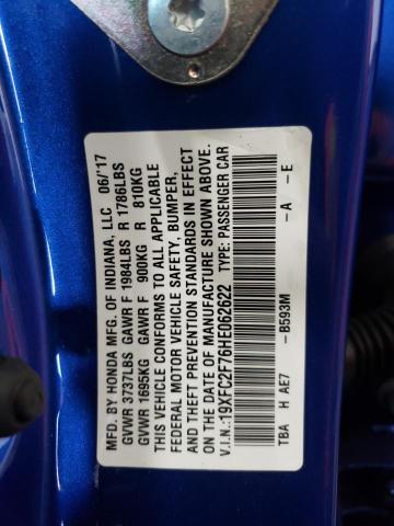 Photo 10 from auction – 2017 HONDA CIVIC EX with VIN 19XFC2F76HE062622