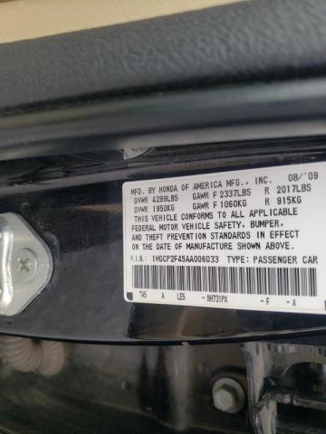 Photo 10 from auction – 2010 HONDA ACCORD LXP with VIN 1HGCP2F45AA006033