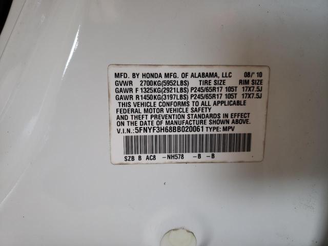 Photo 10 from auction – 2011 HONDA PILOT EXL with VIN 5FNYF3H68BB020061