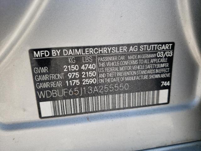 Photo 10 from auction – 2003 MERCEDES-BENZ E 320 with VIN WDBUF65J13A255550