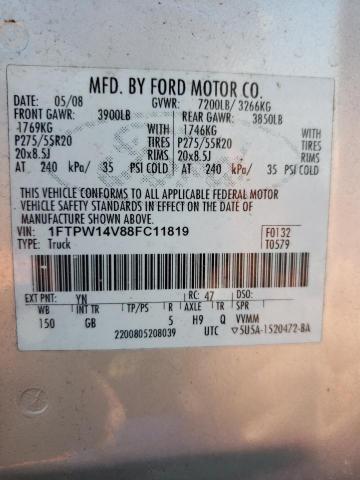 Photo 10 from auction – 2008 FORD F150 SUPER with VIN 1FTPW14V88FC11819
