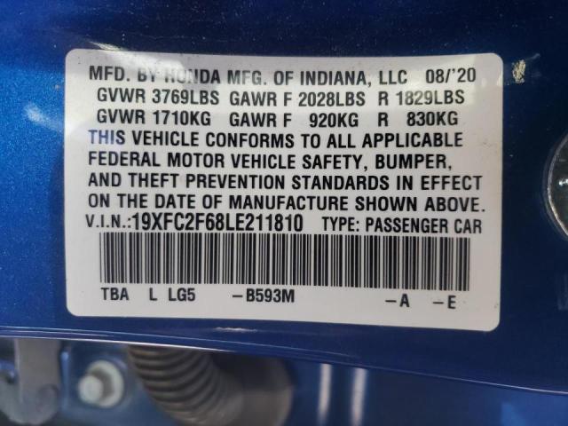 Photo 10 from auction – 2020 HONDA CIVIC LX with VIN 19XFC2F68LE211810