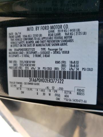 Photo 10 from auction – 2014 FORD FUSION SE with VIN 3FA6P0HD2ER377522