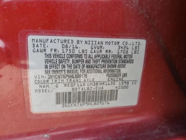 Photo 10 from auction – 2017 NISSAN VERSA S with VIN 3N1CN7AP9HL809176