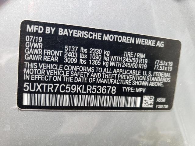 Photo 10 from auction – 2019 BMW X3 SDRIVE3 with VIN 5UXTR7C59KLR53678