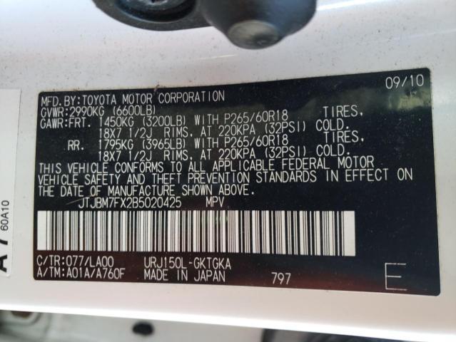 Photo 10 from auction – 2011 LEXUS GX 460 with VIN JTJBM7FX2B5020425