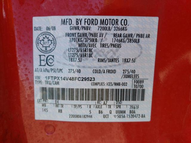 Photo 10 from auction – 2008 FORD F150 with VIN 1FTPX14V48FC29523