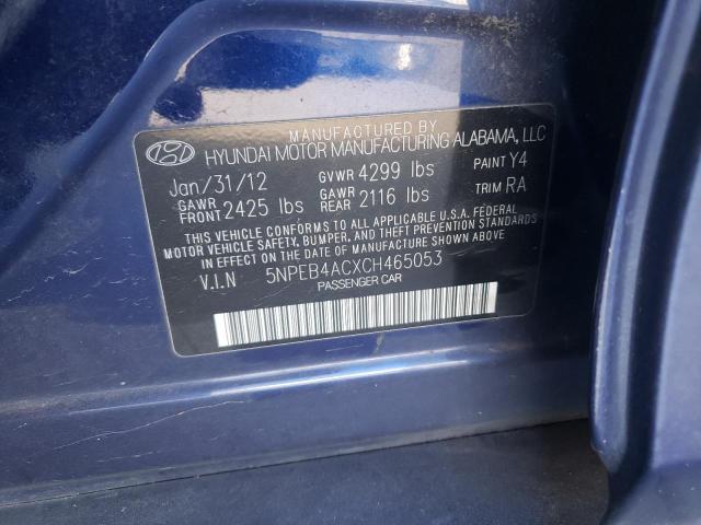 Photo 10 from auction – 2012 HYUNDAI SONATA GLS with VIN 5NPEB4ACXCH465053