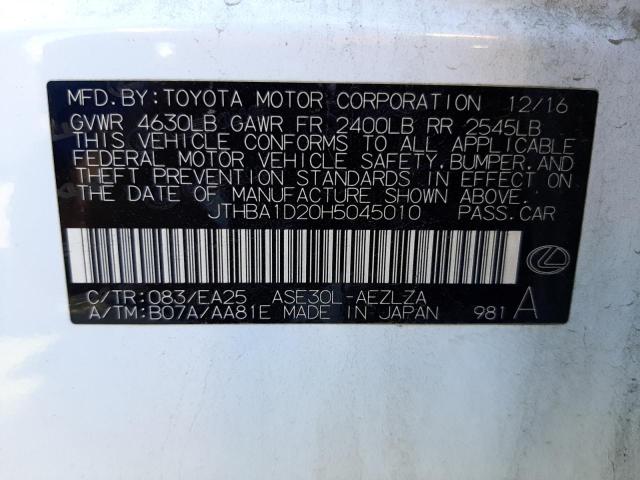 Photo 10 from auction – 2017 LEXUS IS 200T with VIN JTHBA1D20H5045010