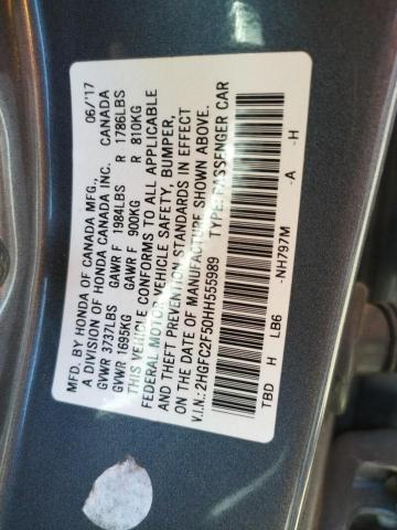 Photo 10 from auction – 2017 HONDA CIVIC LX with VIN 2HGFC2F50HH555989