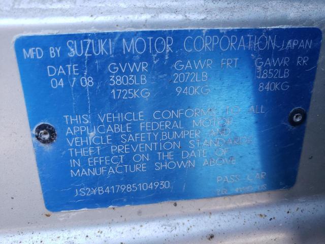 Photo 10 from auction – 2008 SUZUKI SX4 TOURIN with VIN JS2YB417985104930