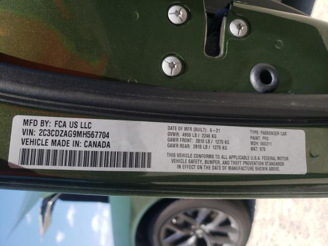 Photo 10 from auction – 2021 DODGE CHALLENGER with VIN 2C3CDZAG9MH567704