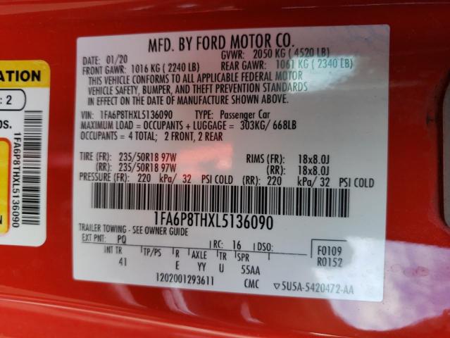 Photo 10 from auction – 2020 FORD MUSTANG with VIN 1FA6P8THXL5136090