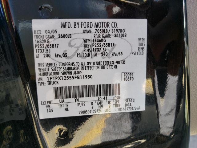 Photo 10 from auction – 2005 FORD F150 with VIN 1FTPX12555FB11950