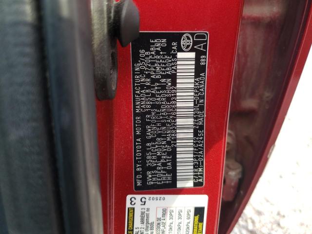 Photo 10 from auction – 2006 TOYOTA COROLLA CE with VIN 2T1BR32E76C683192