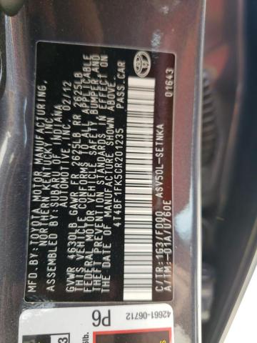 Foto 10 de la subasta – 2012 TOYOTA CAMRY BASE con VIN 4T4BF1FK5CR201235