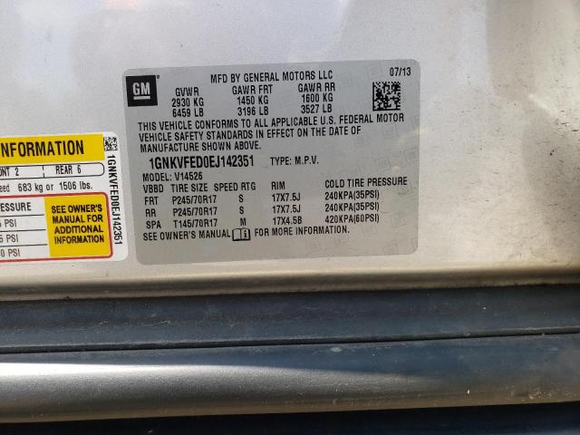 Photo 10 from auction – 2014 CHEVROLET TRAVERSE L with VIN 1GNKVFED0EJ142351
