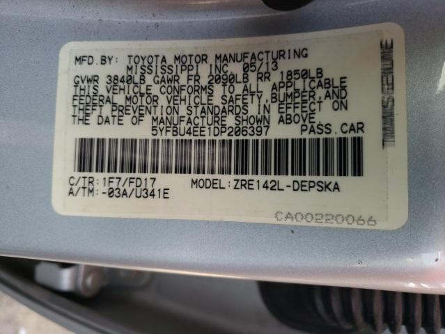 Photo 10 from auction – 2013 TOYOTA COROLLA BA with VIN 5YFBU4EE1DP206397