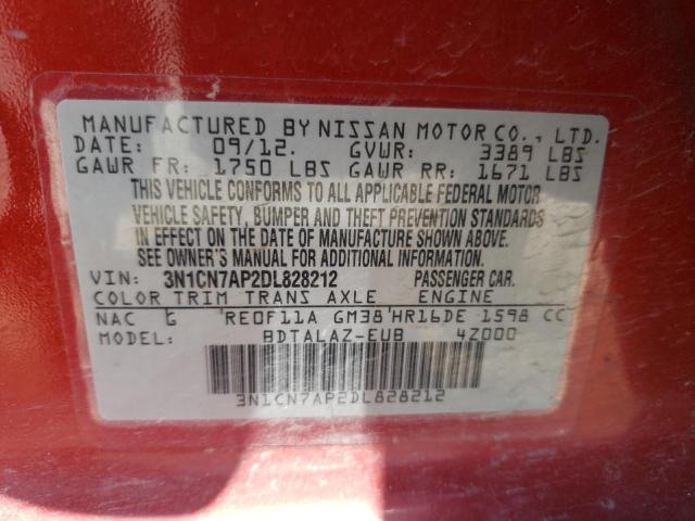 Photo 10 from auction – 2013 NISSAN VERSA S with VIN 3N1CN7AP2DL828212
