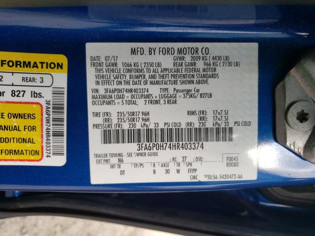 Photo 10 from auction – 2017 FORD FUSION with VIN 3FA6P0H74HR403374