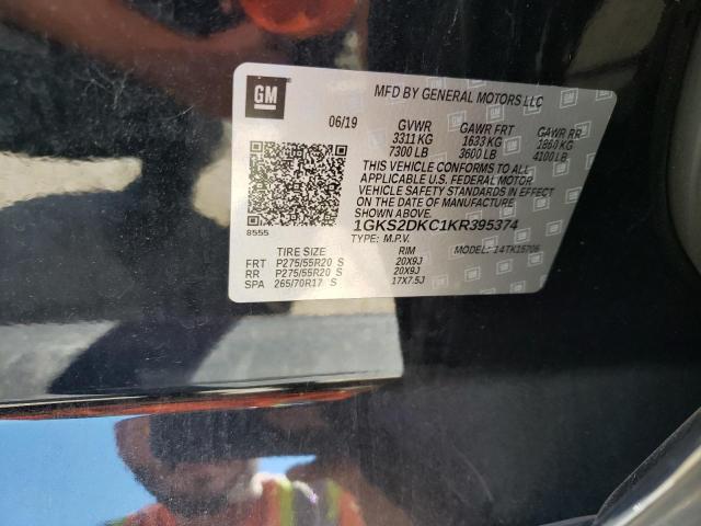 Photo 10 from auction – 2019 GMC YUKON SLT with VIN 1GKS2DKC1KR395374