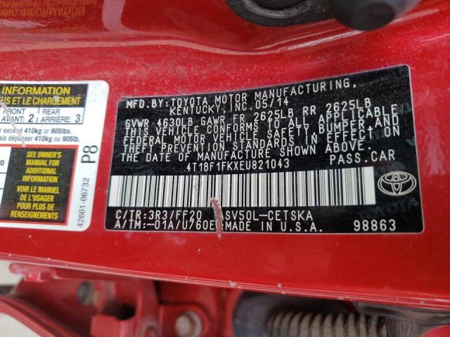 Photo 10 from auction – 2014 TOYOTA CAMRY L with VIN 4T1BF1FKXEU821043