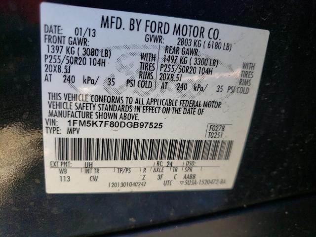 Foto 10 de la subasta – 2013 FORD EXPLORER L con VIN 1FM5K7F80DGB97525