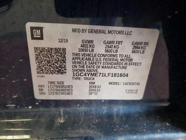Photo 10 from auction – 2020 CHEVROLET SILVERADO with VIN 1GC4YME71LF181604