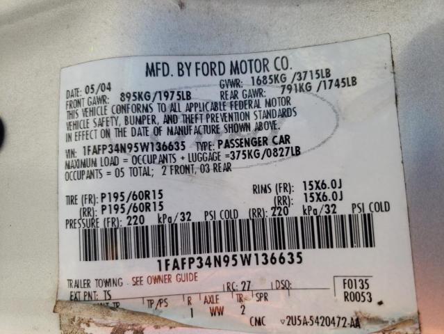 Photo 10 from auction – 2005 FORD FOCUS ZX4 with VIN 1FAFP34N95W136635