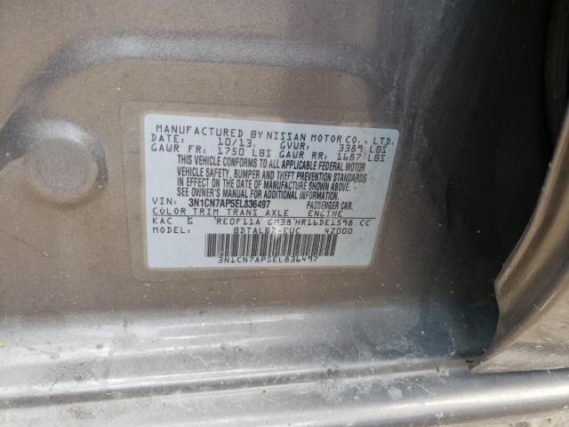 Photo 10 from auction – 2014 NISSAN VERSA S with VIN 3N1CN7AP5EL836497